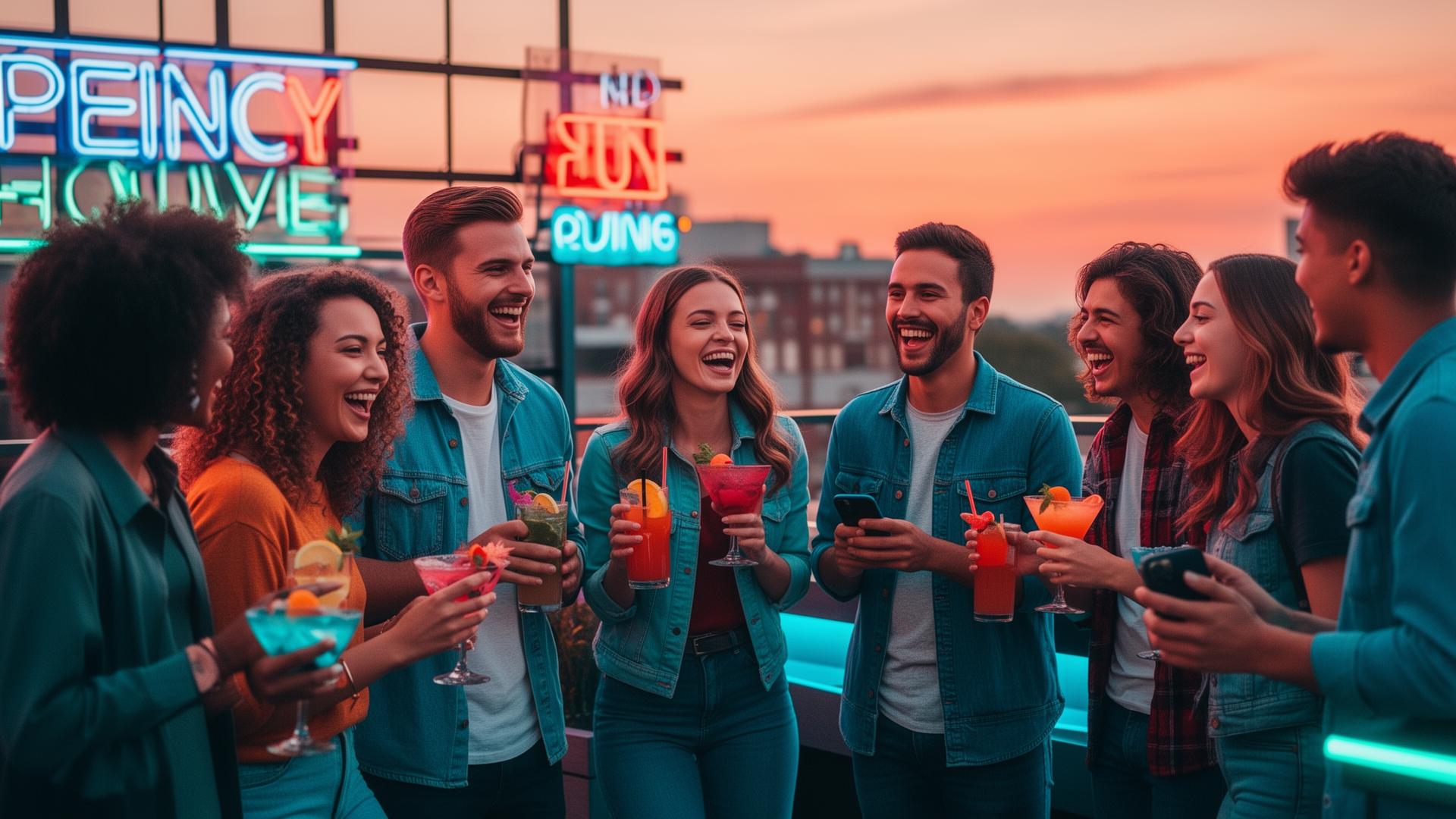 Friends at happy hour sharing local specials
